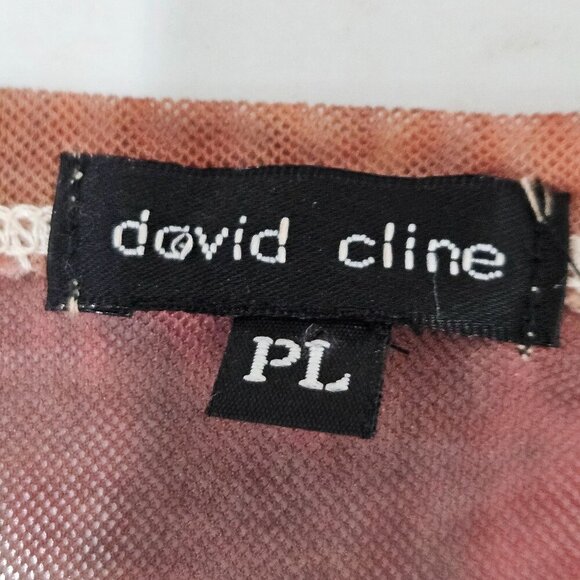 David Cline Mesh Sheer Tie-Dye Rhinestone Embellished Long Sleeve Top P Large - Picture 6 of 9